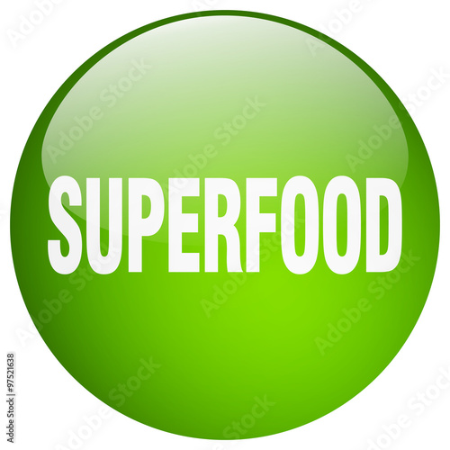 superfood green round gel isolated push button