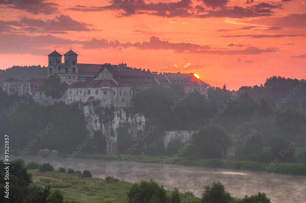 Sunrise over Tyniec abbey in Krakow, Poland