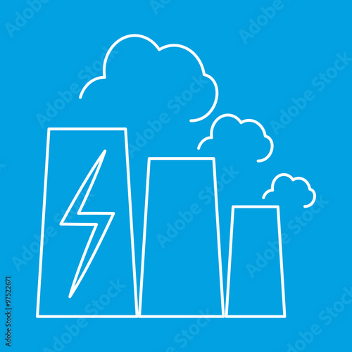 Nuclear power plant thin line icon