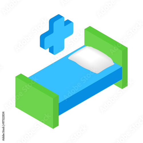 Hospital bed and cross isometric 3d icon #97522834