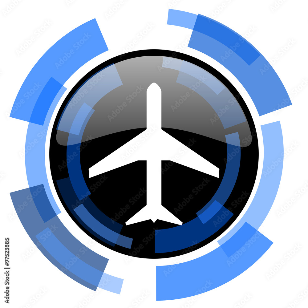 plane black blue glossy web icon plane black blue glossy web icon