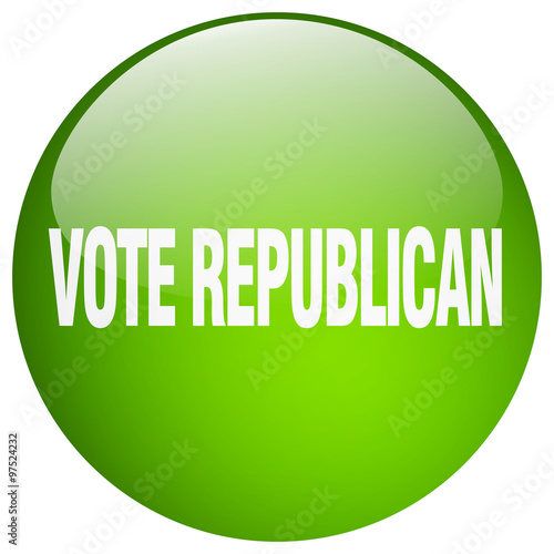 vote republican green round gel isolated push button