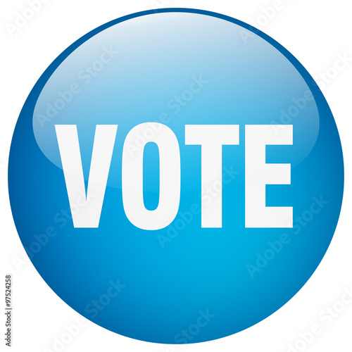 vote blue round gel isolated push button