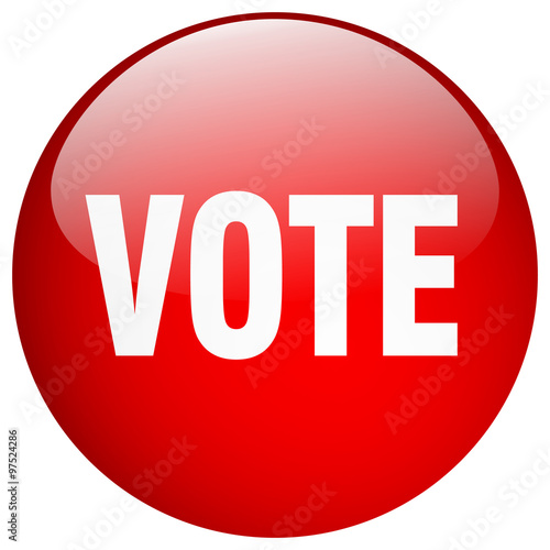 vote red round gel isolated push button