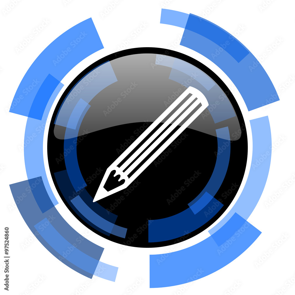 pencil black blue glossy web icon pencil black blue glossy web icon