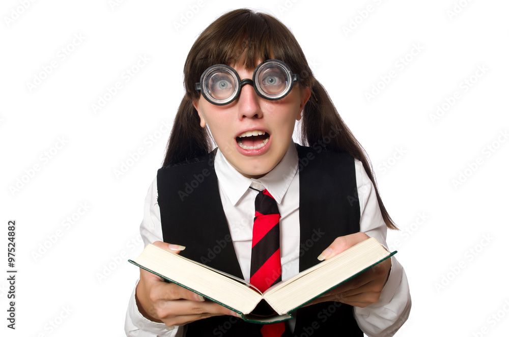 Funny nerd student isolated on white Funny nerd student isolated on white