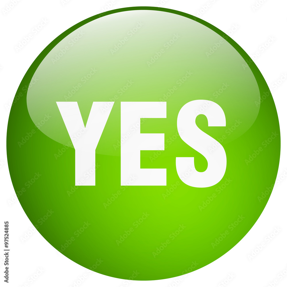 yes green round gel isolated push button yes green round gel isolated push button