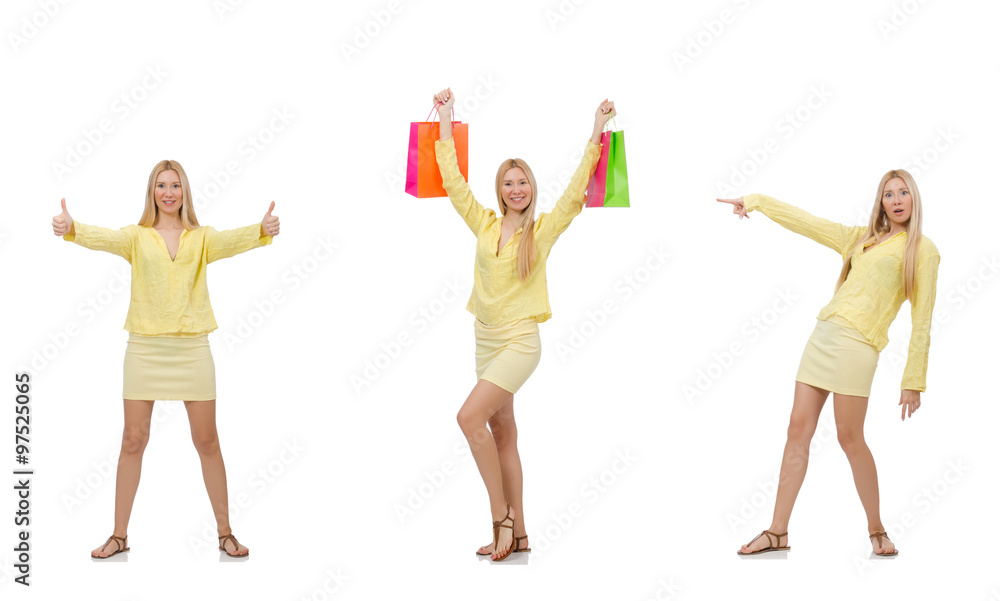 Naklejka premium Collage of woman with shopping bags