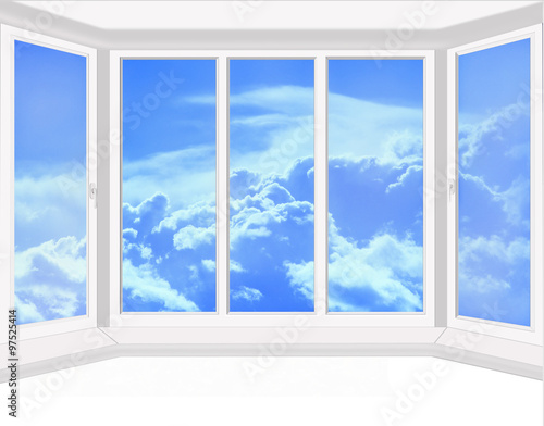 plastic windows overlooking the heaven isolated