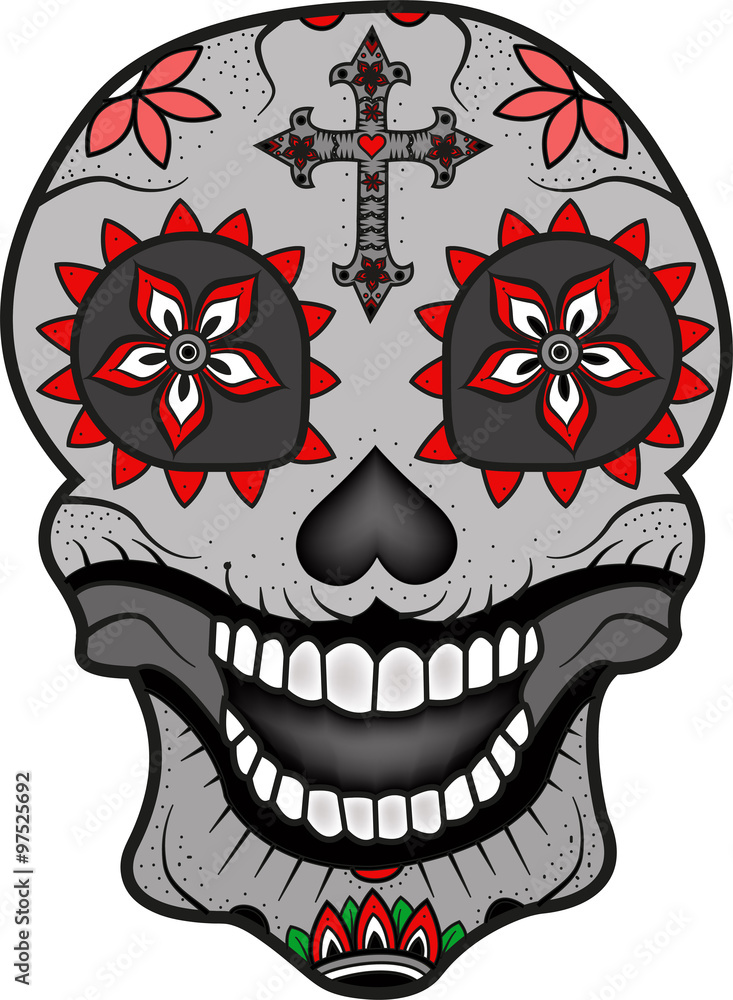 A mexican skull for tattoo vector, teschio messicano per tatuaggio  vettoriale Stock Vector
