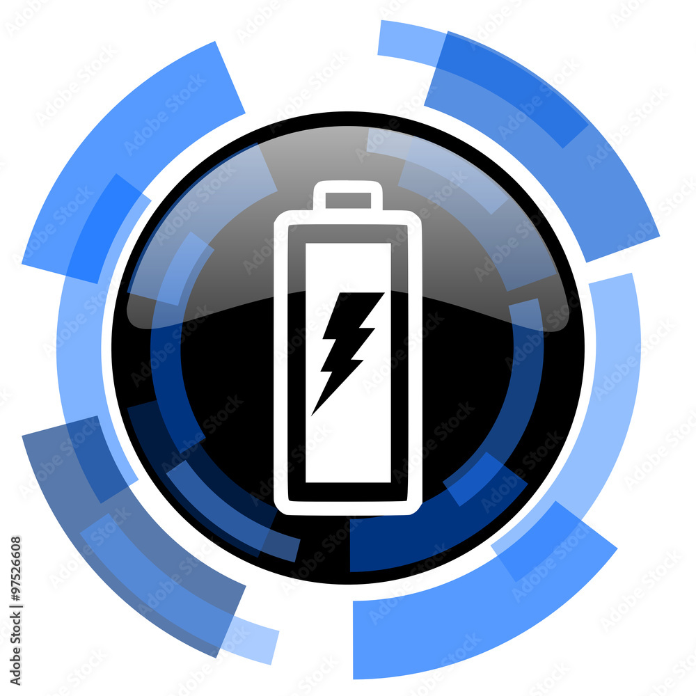 battery black blue glossy web icon battery black blue glossy web icon
