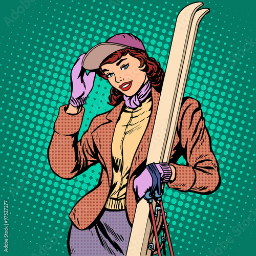 Woman skier winter
