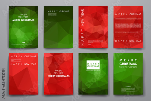 Set of brochure, poster design templates in Christmas style