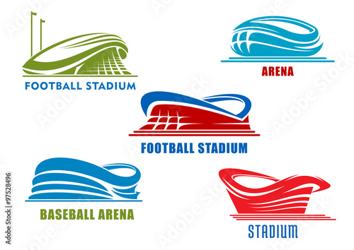 Sport arenas and stadiums building icons
