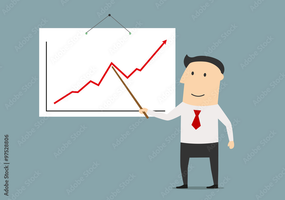 Businessman presenting a growing chart Businessman presenting a growing chart