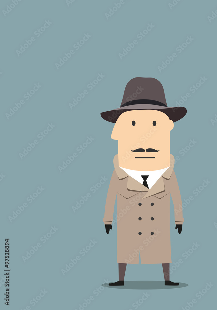 Spy or detective agent in coat
