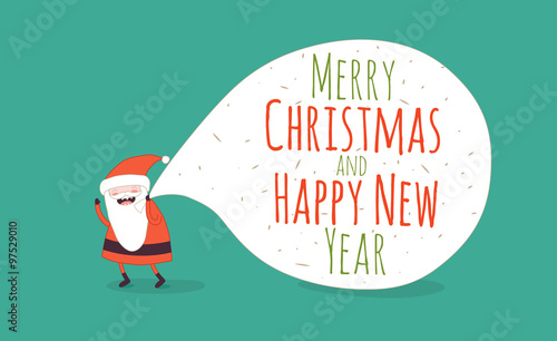Happy New Year card. Santa's greetings. Vector illustration