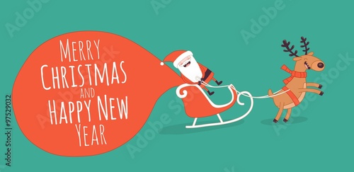 Happy New Year card. Santa's greetings. Vector illustration
