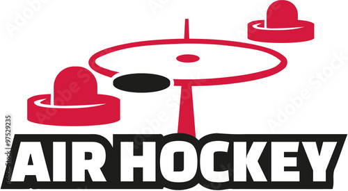 Air hockey field with word