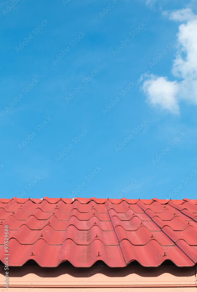Naklejka premium Architectural detail of metal roofing on commercial construction