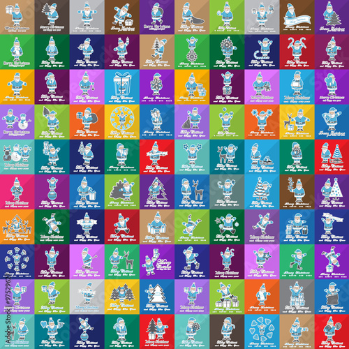 Santa Claus Icons And Christmas Elements Set - Vector Illustration, Graphic Design. For Web, Websites, Print, Presentation Templates, Mobile Applications And Promotional Materials