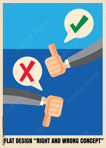 Thumbs up and down Flat icon design illustration