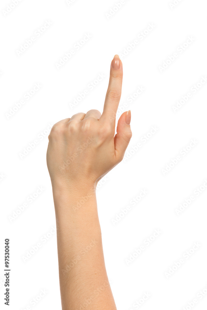 Woman hand pointing, touching or pressing Woman hand pointing, touching or pressing