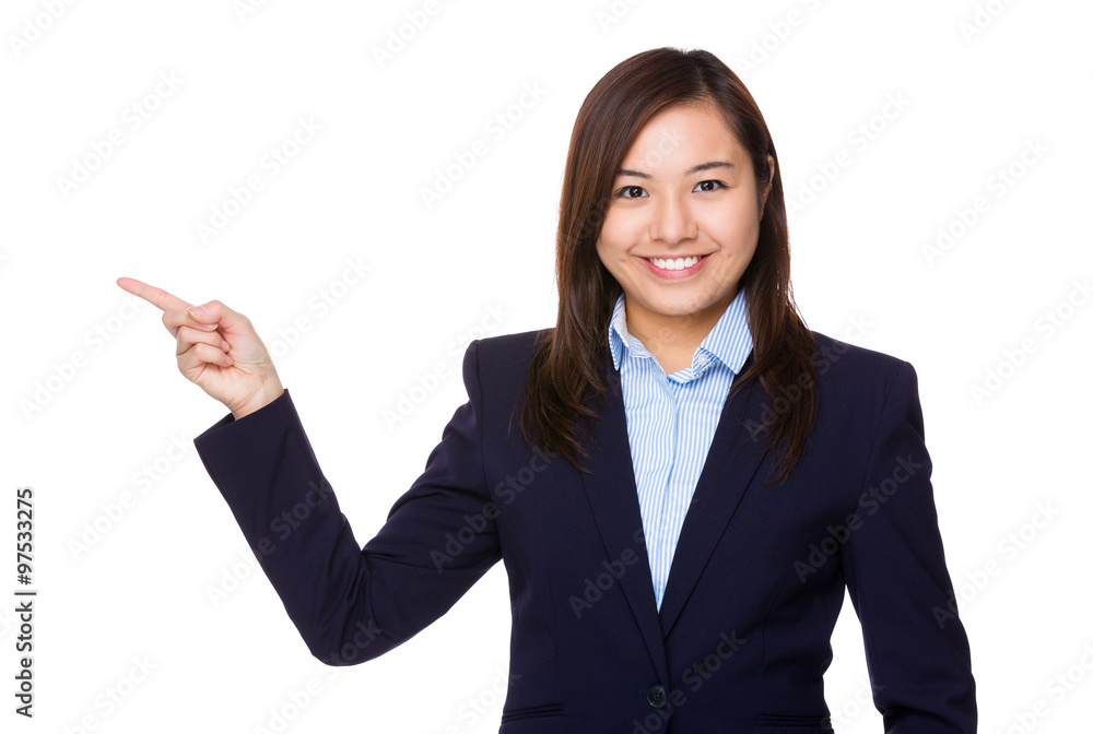 Asian Young Businesswoman with finger point up Asian Young Businesswoman with finger point up