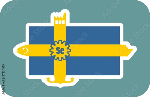 sweden national flag with icons