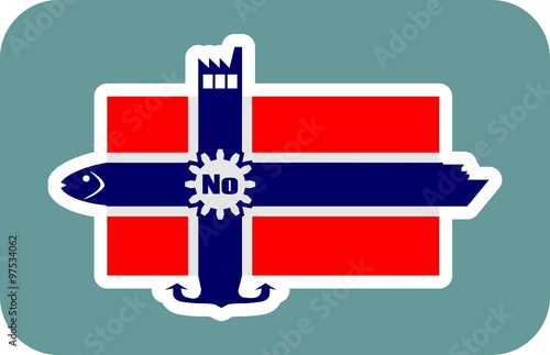 Norway national flag with icons
