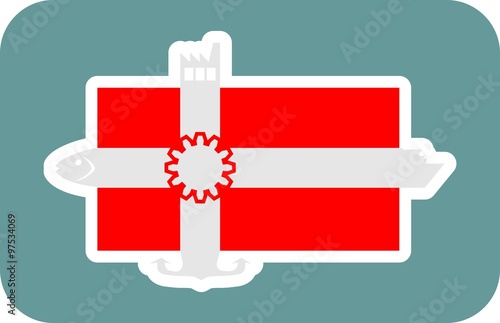 Denmark national flag with icons