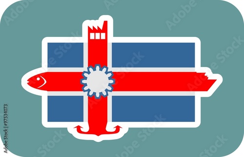 Iceland national flag with icons
