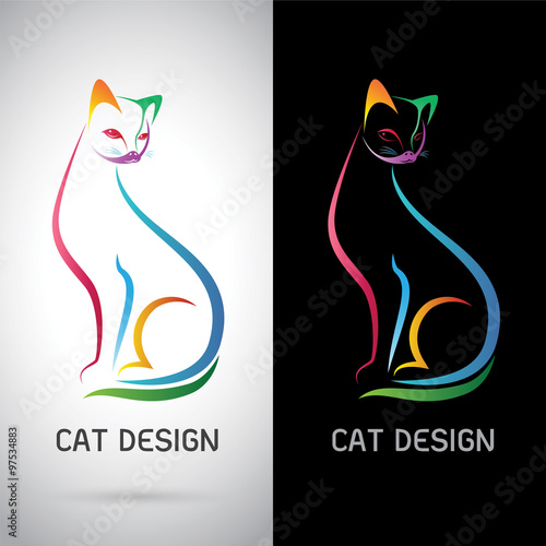 Vector image of an cat design on white background and black back