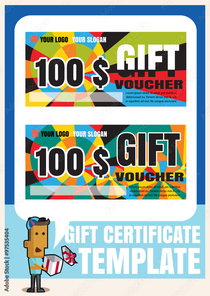 Fototapeta premium Gift certificate voucher coupon template modern style.Gift vouch