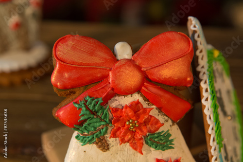 Christmas cookies on wooden table