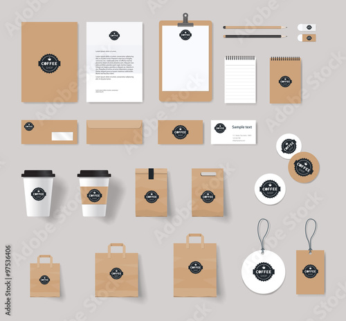 corporate branding identity mock up template for coffee shop and restaurant. card .menu.vector.stationary.packaging,black.paper