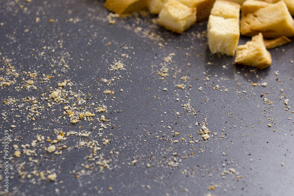 Bread crackers on a baking sheet Bread crackers on a baking sheet