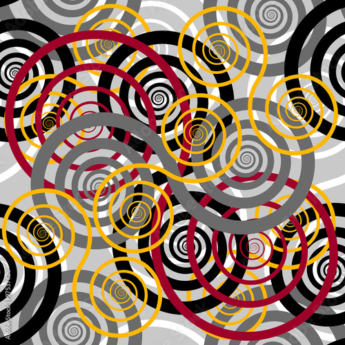 Abstract seamless pattern with colored spirals