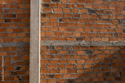 wall made brick in residential building construction site