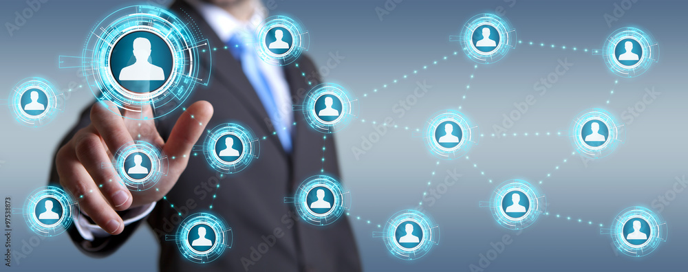 Businessman using modern social network Businessman using modern social network