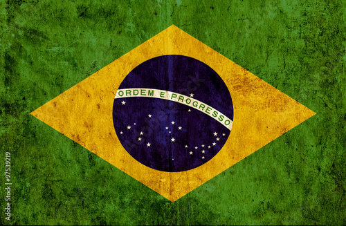 Grungy paper flag of Brazil