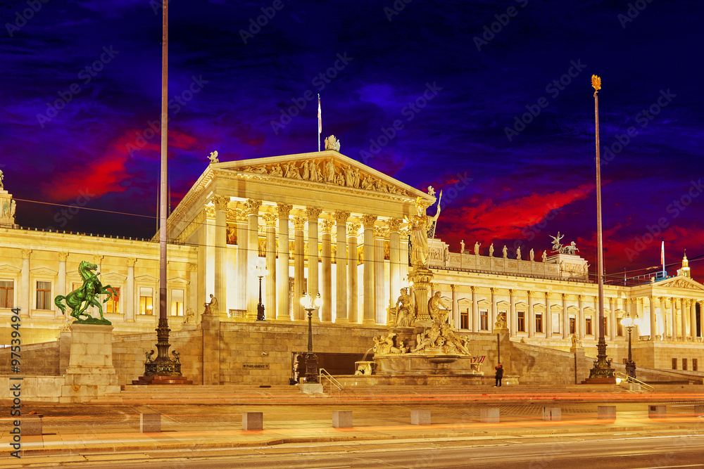 Obraz premium Parlament of Austria, in central of Vienna. Austria.