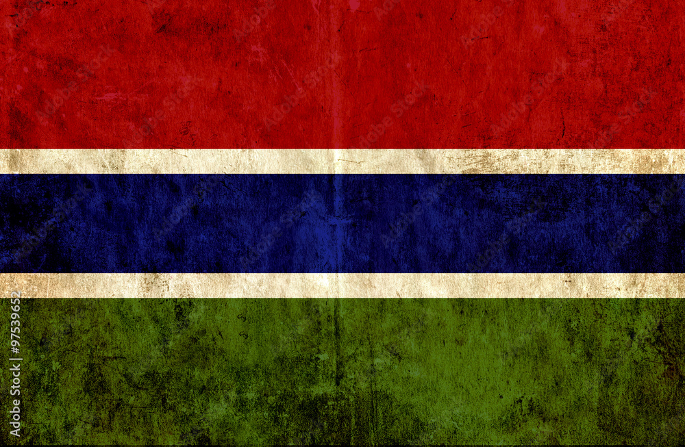 Grungy paper flag of Gambia