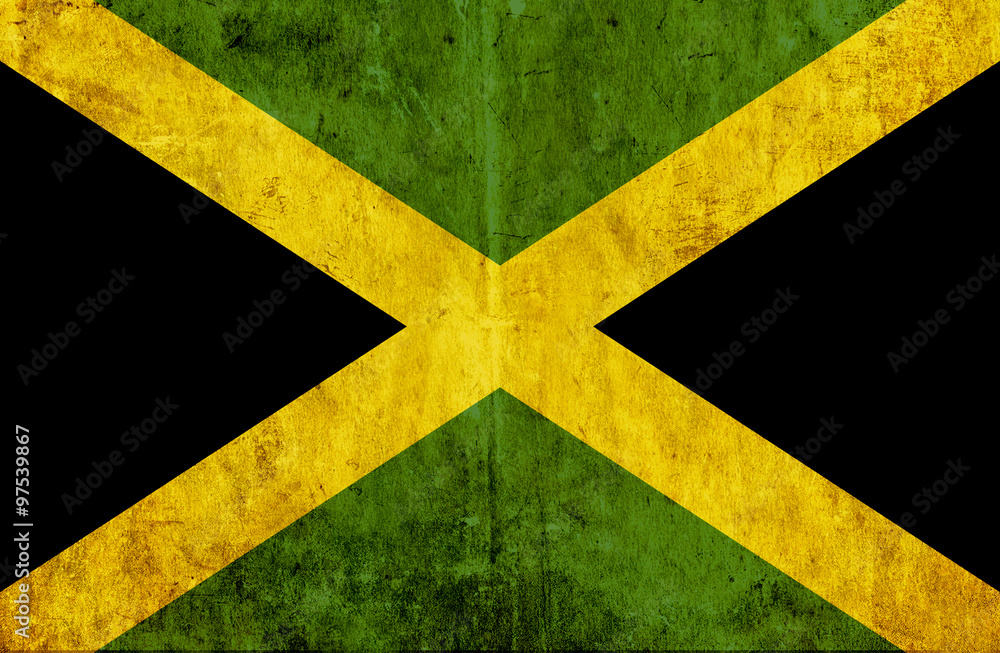 Grungy paper flag of Jamaica