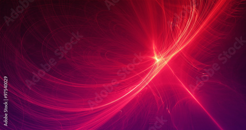 Abstract Background Lines Curves And Particles Red Yellow