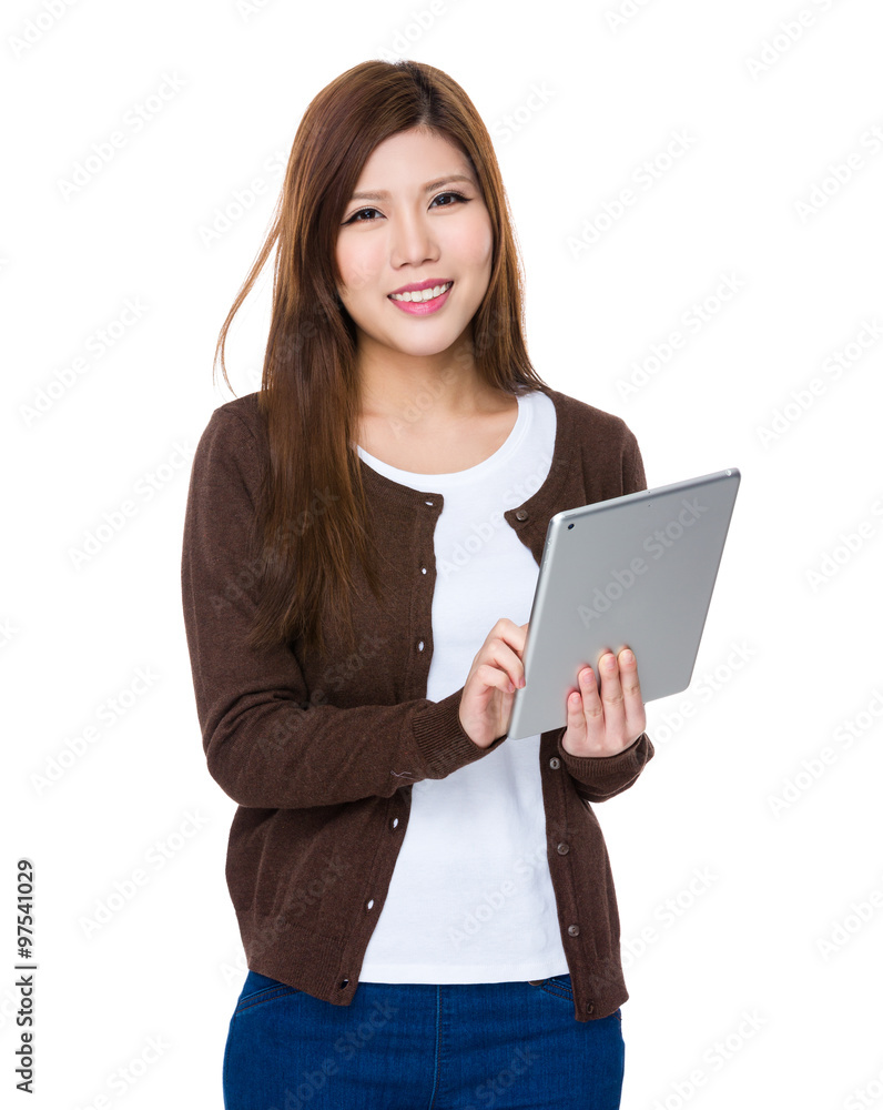 Young Woman use of the tablet pc Young Woman use of the tablet pc