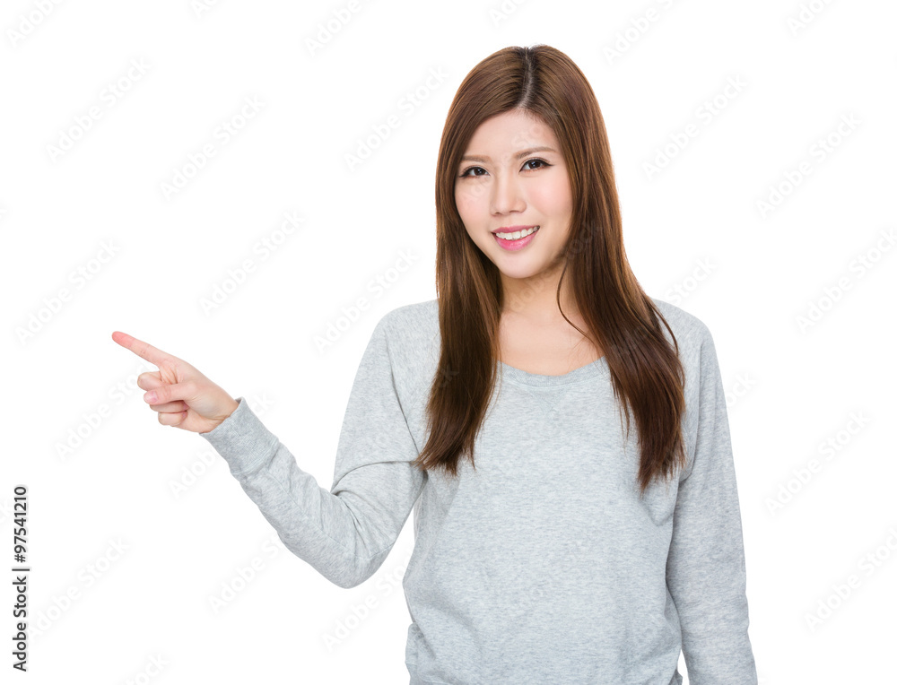 Asian Woman with finger point up Asian Woman with finger point up