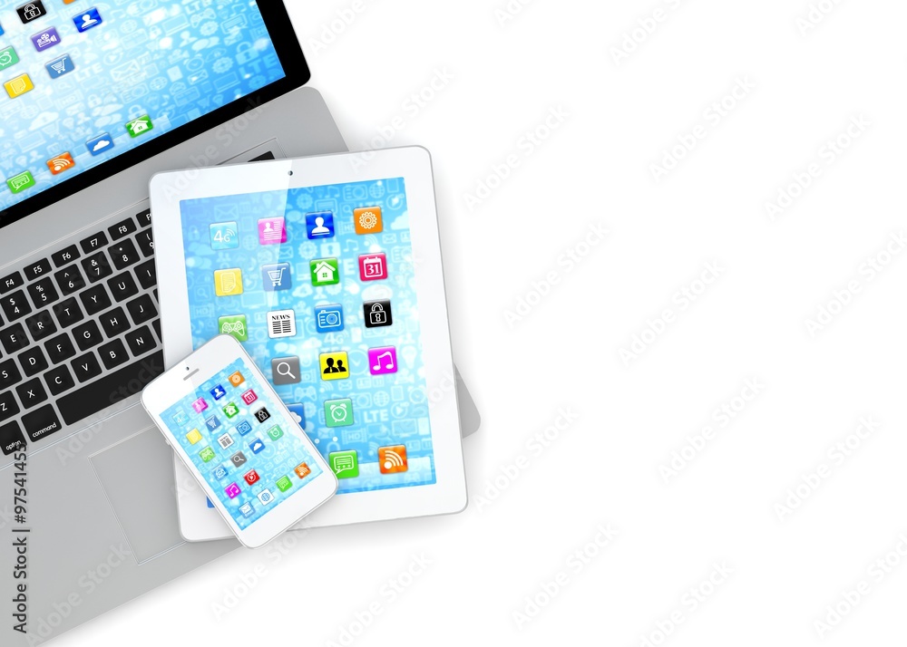 Laptop, phone and tablet pc. Laptop, phone and tablet pc.
