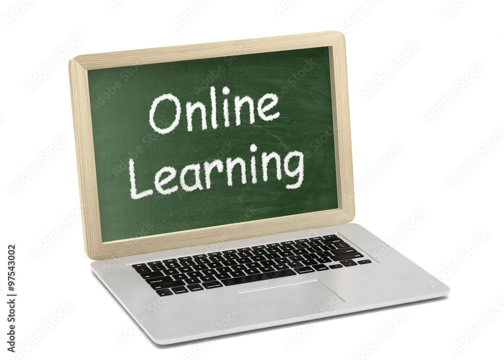 Laptop with chalkboard, online education concept Laptop with chalkboard, online education concept
