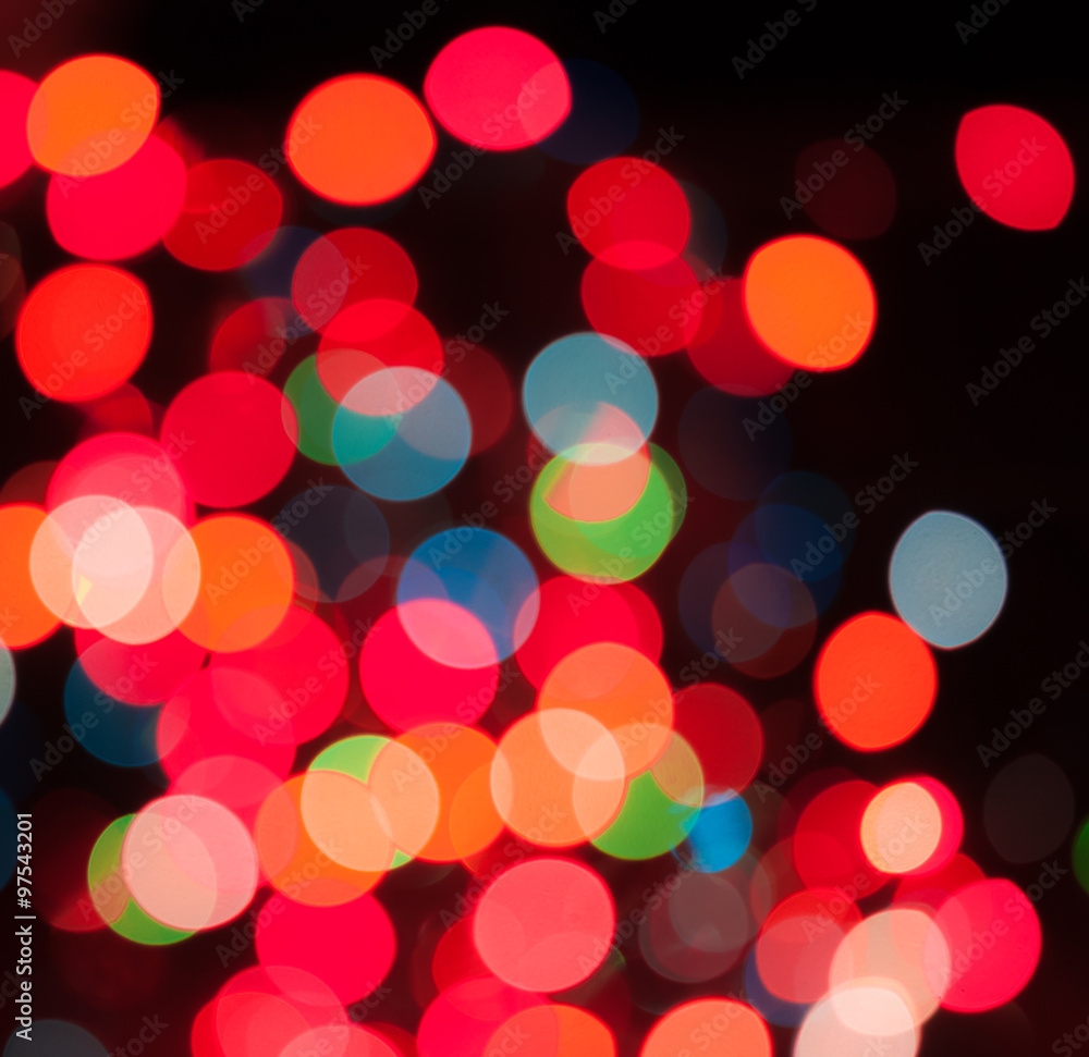 Defocused abstract bokeh light of Christmas tree